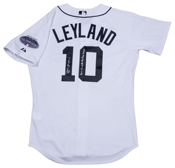 2008 Jim Leyland Game Issued, Signed & Inscribed All-Star Game Detroit Tigers Home Jersey With All-Star Patch (Beckett)
